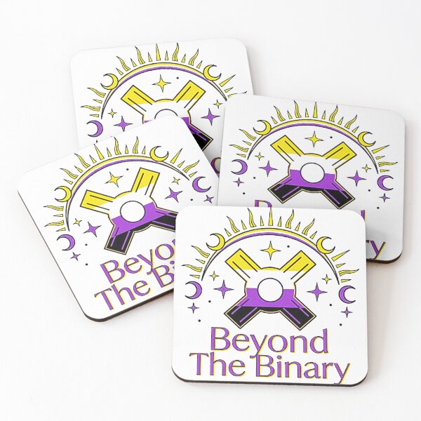 Item preview, Mystical Non-Binary Pride Celestial Art - "Beyond The Binary" Yellow & Purple Sun Moon Symbol Illustration designed and sold by MT-Hub | Cute Aesthetic Art, Stickers & Phone Cases.