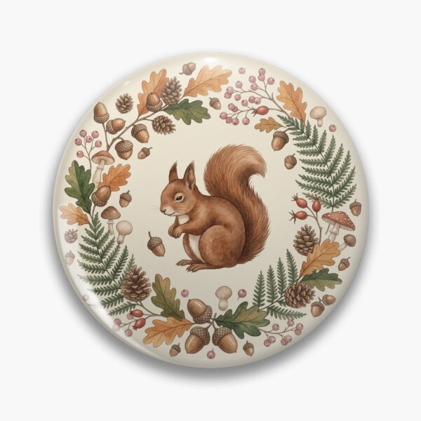 Item preview, Squirrel Acorn Botanical Cottagecore Watercolor Print designed and sold by CalmCapy Co.