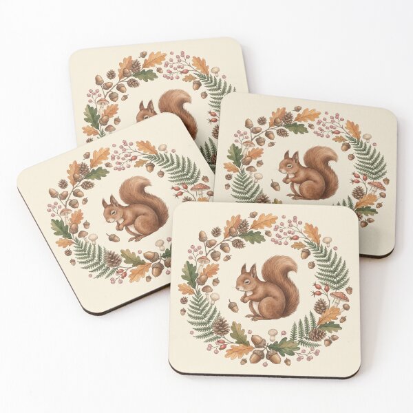 Item preview, Squirrel Acorn Botanical Cottagecore Watercolor Print designed and sold by CalmCapy Co.