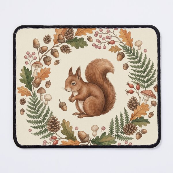 Item preview, Squirrel Acorn Botanical Cottagecore Watercolor Print designed and sold by CalmCapy Co.