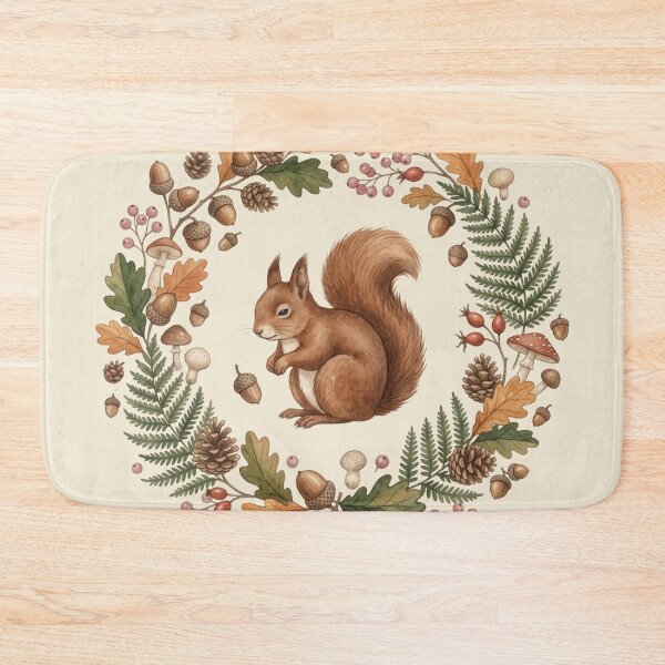 Item preview, Squirrel Acorn Botanical Cottagecore Watercolor Print designed and sold by CalmCapy Co.