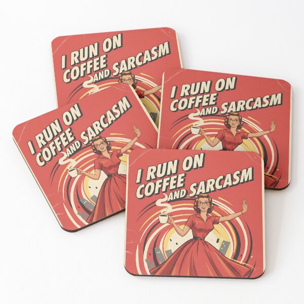 Item preview, I Run On Coffee And Sarcasm Funny Vintage Retro Humor designed and sold by Retro-Anime9.