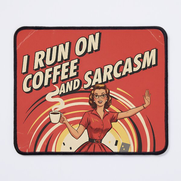 Item preview, I Run On Coffee And Sarcasm Funny Vintage Retro Humor designed and sold by Retro-Anime9.