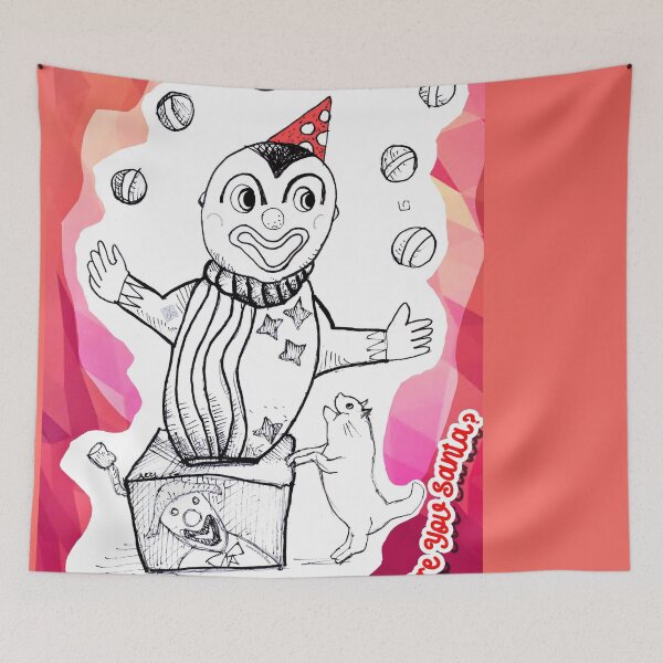 Item preview, Pop Up Pierrot and Cat - Are You Santa ? (Ink Drawing by ACCI) designed and sold by VanyssaGraphics.