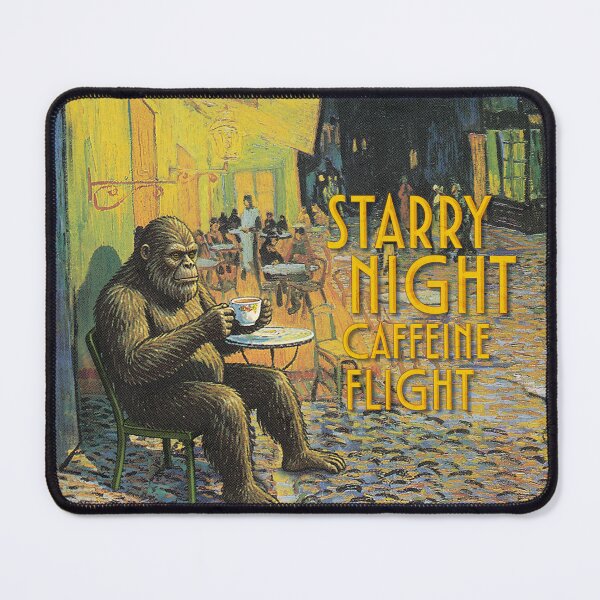 Item preview, Starry Night Caffeine Flight Vintage Bigfoot Art Parody designed and sold by ARTIZIT.