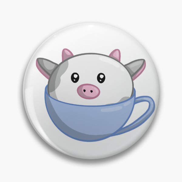 Item preview, Cute Mooshi Cow in Teacup Pin designed and sold by MiacatOfficial.
