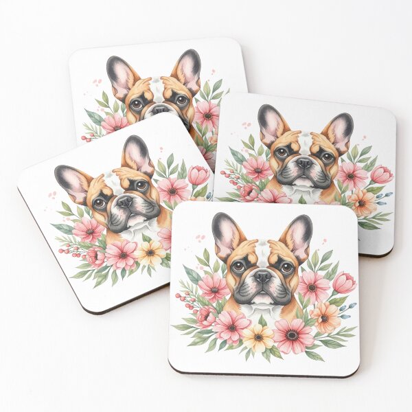 Item preview, French Bulldog Floral Design – Cute Frenchie Dog Art designed and sold by PlumArtDesign.