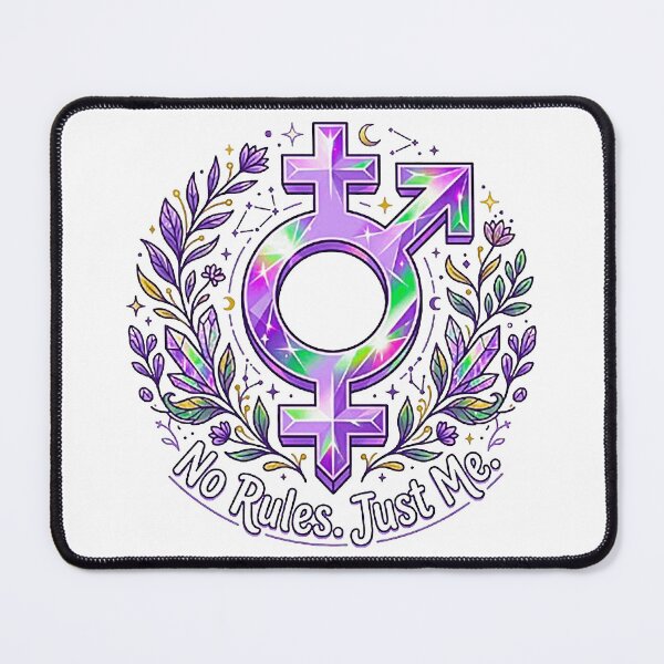 Item preview, Mystical Non-Binary Pride Crystal Art - "No Rules. Just Me." Lavender Iridescent Celestial Symbol Illustration designed and sold by MT-Hub | Cute Aesthetic Art, Stickers & Phone Cases.