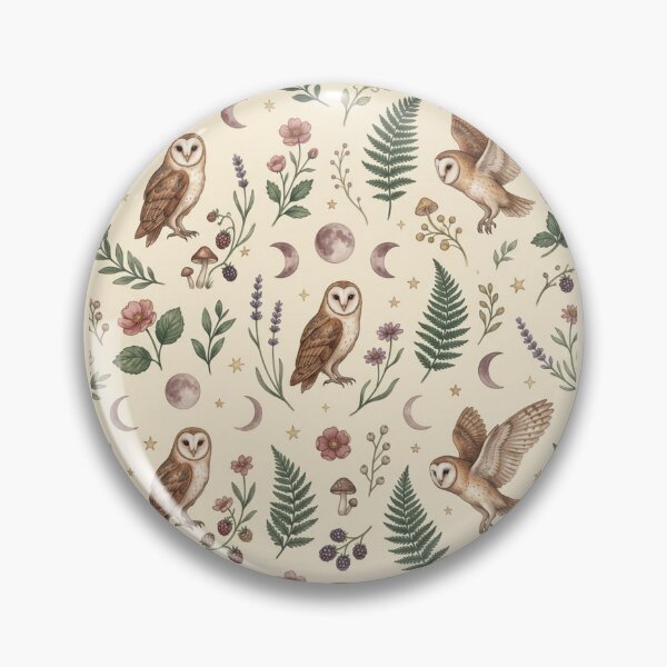 Item preview, Barn Owl Botanical Seamless Pattern Cottagecore Print designed and sold by CalmCapy Co.