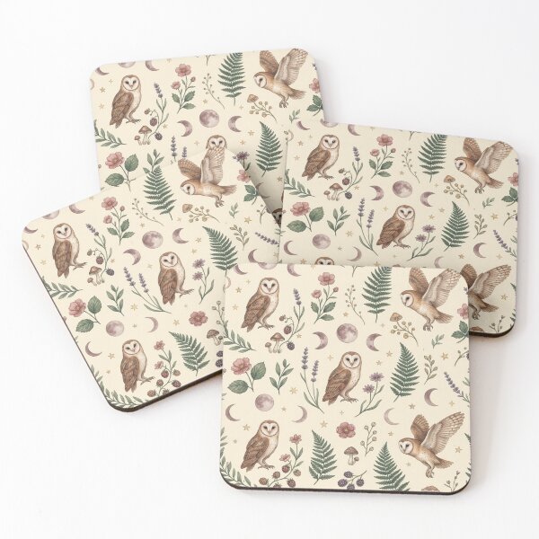 Item preview, Barn Owl Botanical Seamless Pattern Cottagecore Print designed and sold by CalmCapy Co.