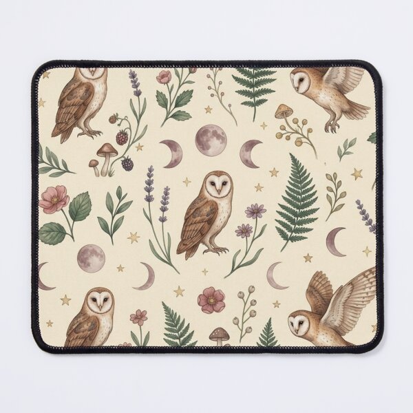 Item preview, Barn Owl Botanical Seamless Pattern Cottagecore Print designed and sold by CalmCapy Co.