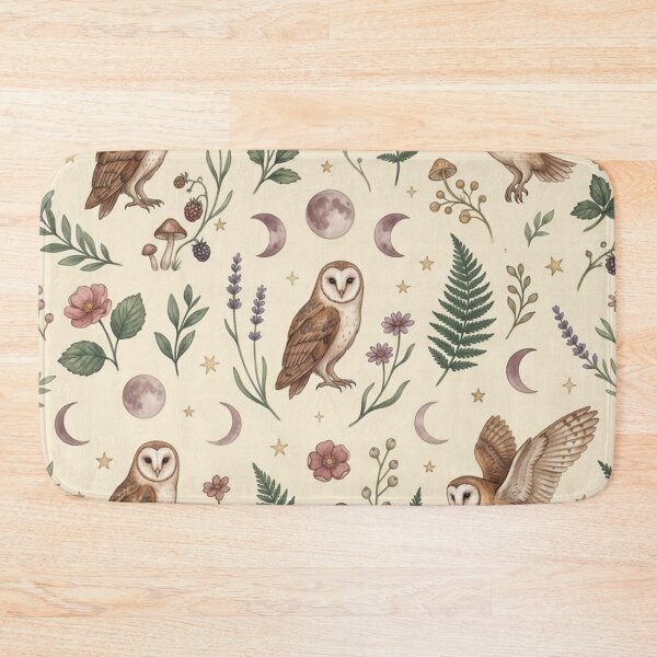 Item preview, Barn Owl Botanical Seamless Pattern Cottagecore Print designed and sold by CalmCapy Co.