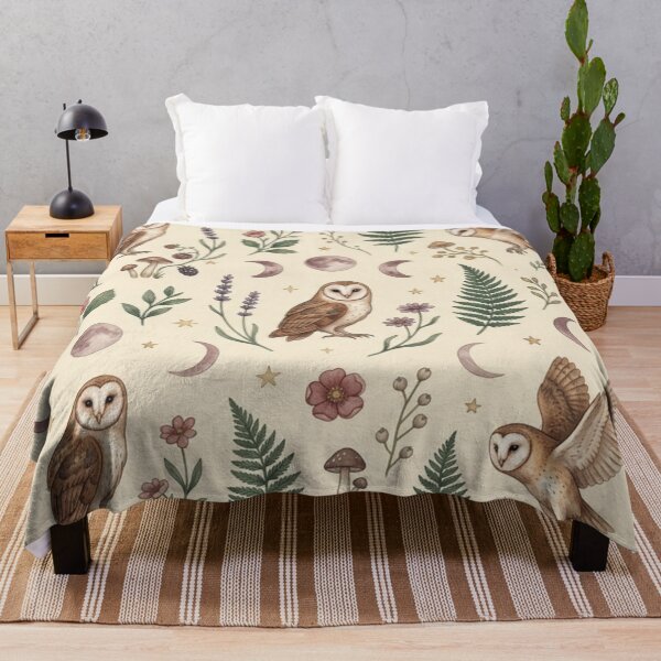 Item preview, Barn Owl Botanical Seamless Pattern Cottagecore Print designed and sold by CalmCapy Co.