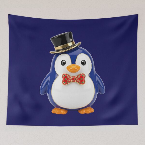 Item preview, Dapper Penguin – Penguin with top hat, bow tie & glossy finish designed and sold by Girih.