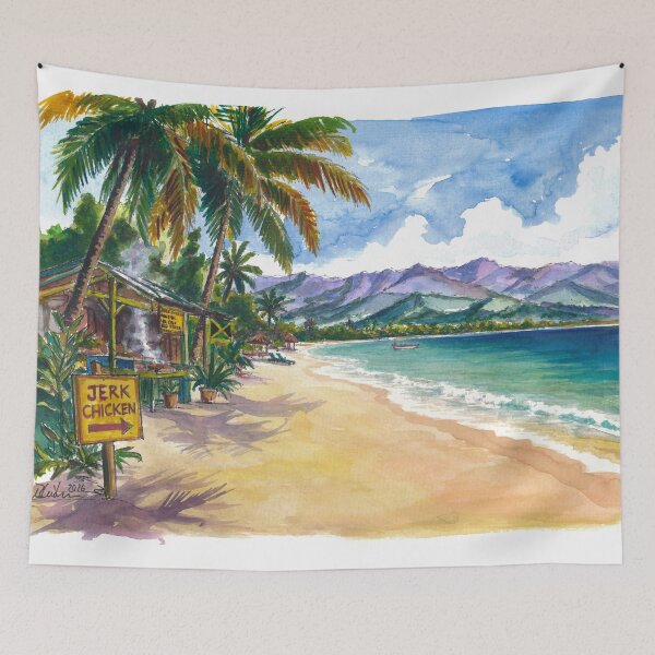 Item preview, Morning Light Facing Kingston Beneath Jamaica’s Blue Mountains designed and sold by artshop77.