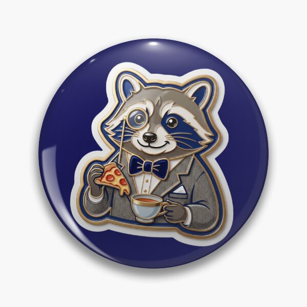 Item preview, Gentleman Raccoon – Raccoon with monocle, suit & pizza slice designed and sold by Girih.