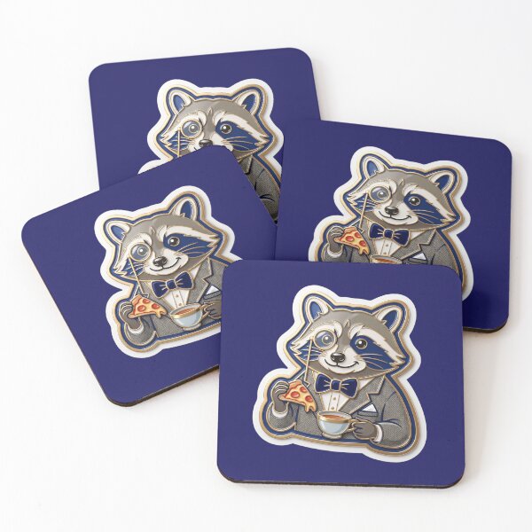 Item preview, Gentleman Raccoon – Raccoon with monocle, suit & pizza slice designed and sold by Girih.