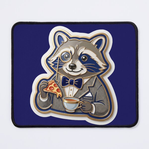 Item preview, Gentleman Raccoon – Raccoon with monocle, suit & pizza slice designed and sold by Girih.