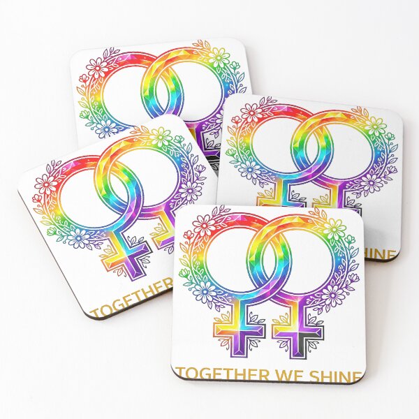 Item preview, Vibrant Lesbian Pride Floral Symbol Art - "Together We Shine" Rainbow Low-Poly Geometric Illustration designed and sold by MT-Hub | Art for Every Soul.