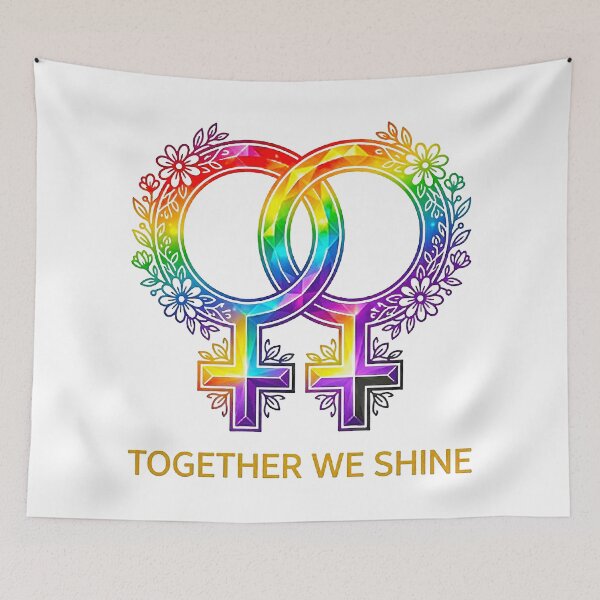 Item preview, Vibrant Lesbian Pride Floral Symbol Art - "Together We Shine" Rainbow Low-Poly Geometric Illustration designed and sold by MT-Hub | Cute Aesthetic Art, Stickers & Phone Cases.