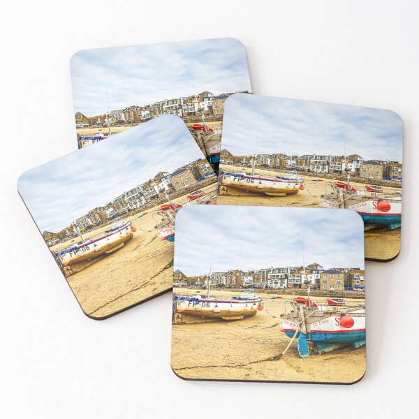 Item preview, Two Fishing Boats on the Beach at Low Tide, St Ives, Cornwall, England designed and sold by Paul Thompson Photography.