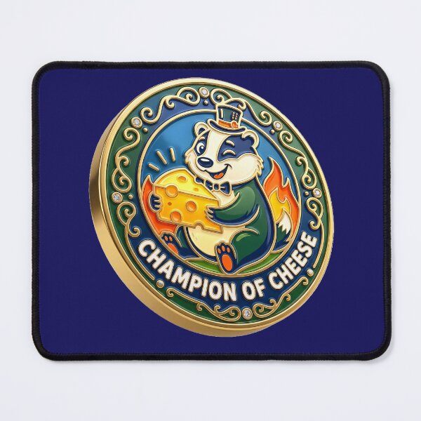 Item preview, Champion of Cheese – Badger with top hat, cheese & flames designed and sold by Girih.