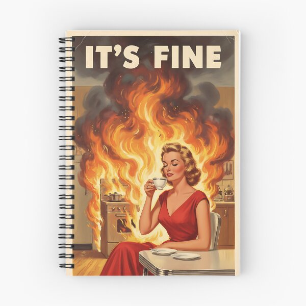 Item preview, Funny Vintage Poster It's Fine Everything Is Fine Retro Sarcastic Wall Art designed and sold by Retro-Anime9.