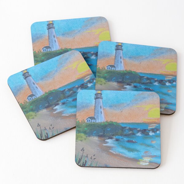 Item preview, Coastal Lighthouse at Sunset | Soft Pastel Painting designed and sold by nuriart.