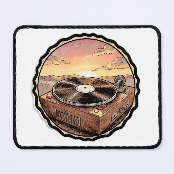 Item preview, Vintage Record Player Sticker | Retro Vinyl Turntable Sunset Design designed and sold by Hari Arts.