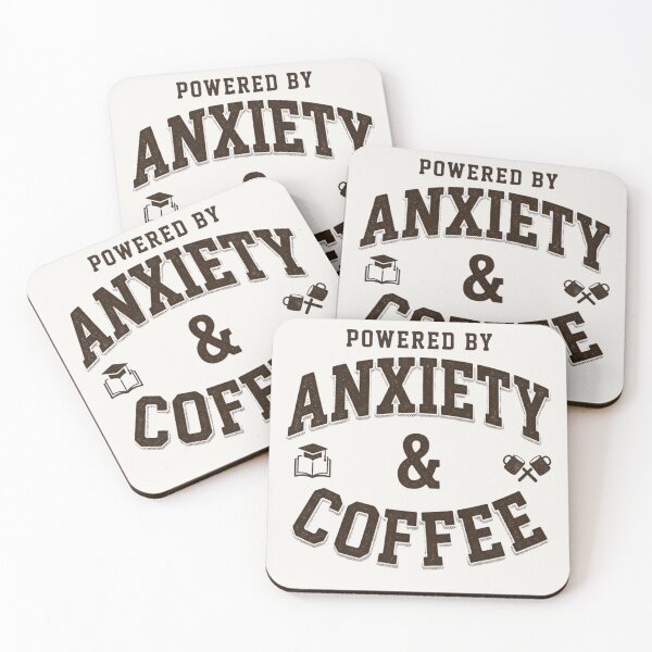 Item preview, Powered by Anxiety and Coffee Funny Student Tee designed and sold by Amr Darwish Graphic designer.