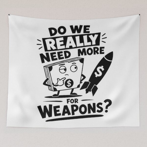 Item preview, Cartoon Do We Really Need More Money For Weapons designed and sold by Amsterdam Shop.