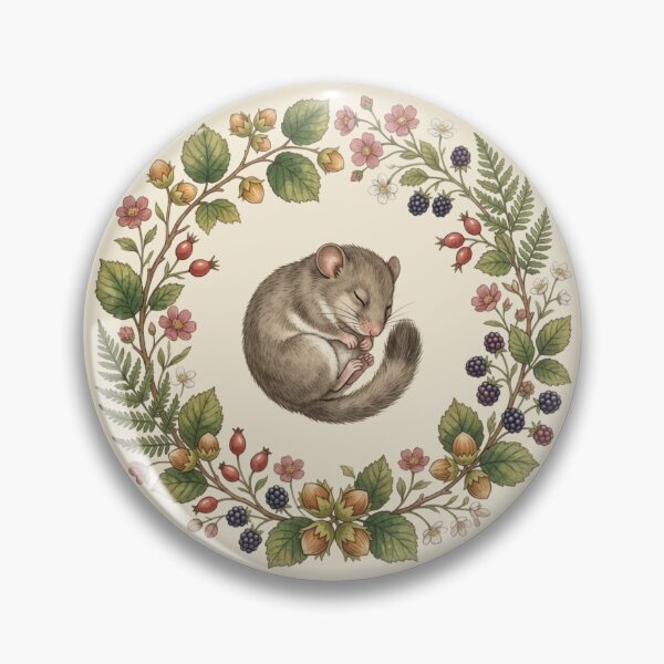 Item preview, Dormouse Hazelnut Botanical Cottagecore Watercolor designed and sold by CalmCapy Co.
