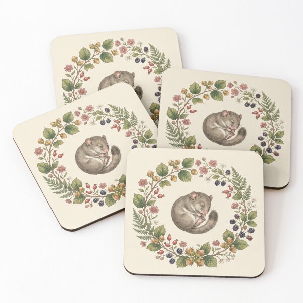 Item preview, Dormouse Hazelnut Botanical Cottagecore Watercolor designed and sold by CalmCapy Co.