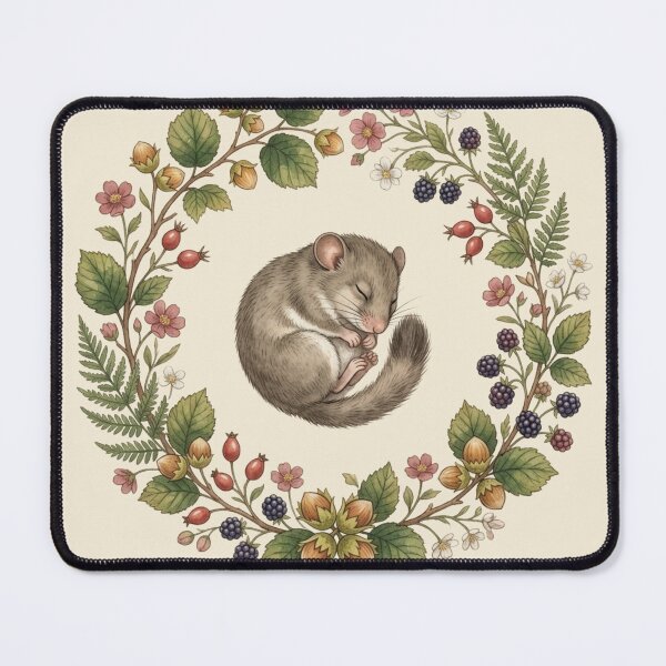 Item preview, Dormouse Hazelnut Botanical Cottagecore Watercolor designed and sold by CalmCapy Co.