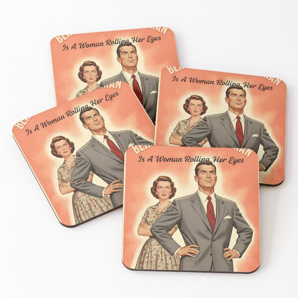 Item preview, Funny Couples Poster Behind Every Great Man Vintage Retro Sarcastic Art designed and sold by Retro-Anime9.