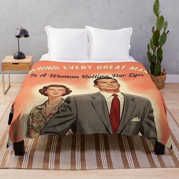 Item preview, Funny Couples Poster Behind Every Great Man Vintage Retro Sarcastic Art designed and sold by Retro-Anime9.