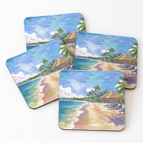 Item preview, Negril Seven Mile Beach Watercolor – Jamaica Tropical Coastal Art Print, Caribbean Travel Gift designed and sold by artshop77.