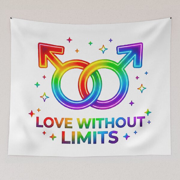 Item preview, Vibrant Gay Pride Neon Symbol Art - "Love Without Limits" Rainbow Glowing Interlocking Mars Illustration designed and sold by MT-Hub | Cute Aesthetic Art, Stickers & Phone Cases.