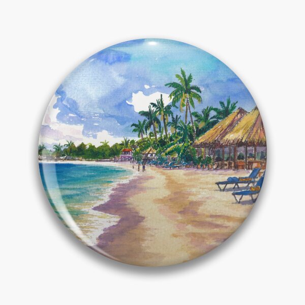 Item preview, Negril Seven Mile Beach Watercolor – Jamaica Tropical Coastal Art Print, Caribbean Travel Gift designed and sold by artshop77.