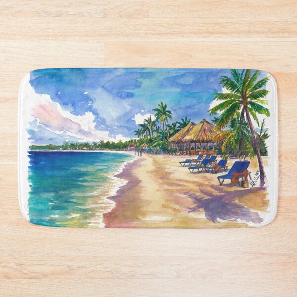Item preview, Negril Seven Mile Beach Watercolor – Jamaica Tropical Coastal Art Print, Caribbean Travel Gift designed and sold by artshop77.