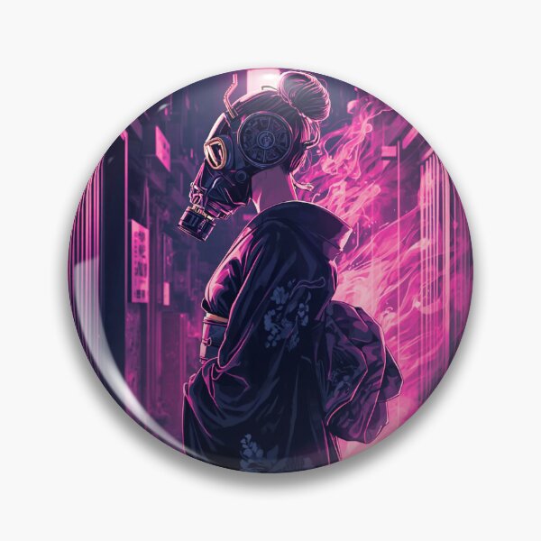 Item preview, Neon Geisha — Cyberpunk Kimono Girl with Gas Mask designed and sold by kummo-0319.