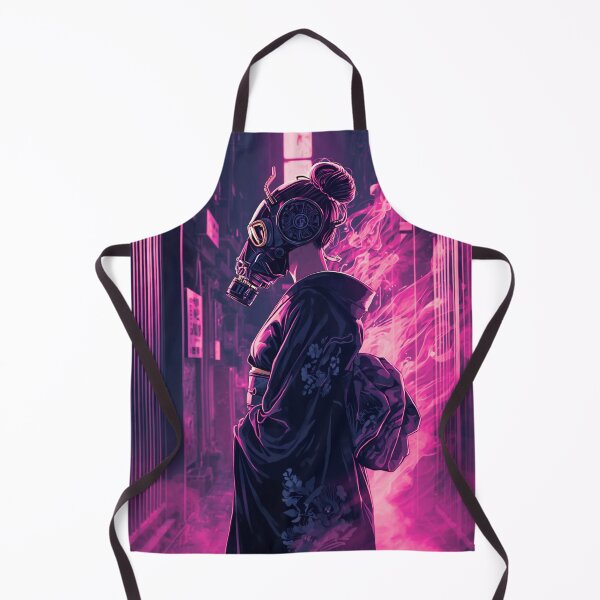 Item preview, Neon Geisha — Cyberpunk Kimono Girl with Gas Mask designed and sold by kummo-0319.