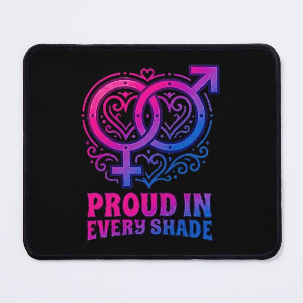 Item preview, Retro Bisexual Pride Typography Art - "Proud In Every Shade" Interlocking Floral Gender Symbols Illustration designed and sold by MT-Hub | Cute Aesthetic Art, Stickers & Phone Cases.
