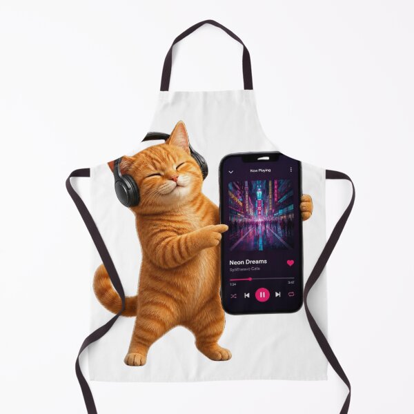 Item preview, Orange Cat Listening to Music with Headphones designed and sold by shikuldo7.