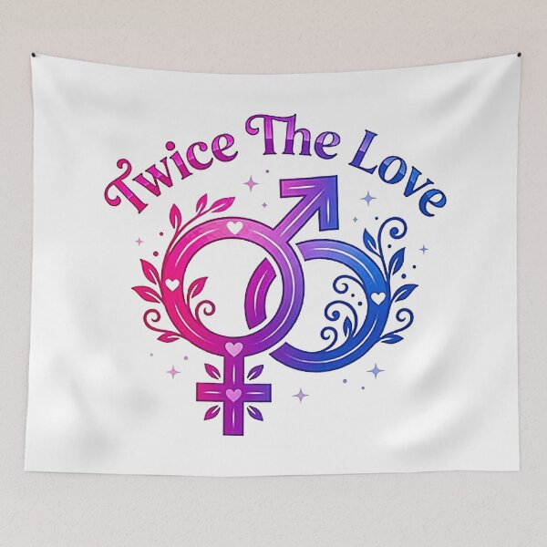 Item preview, Elegant Bisexual Pride Floral Symbol Art - "Twice The Love" Pink, Purple & Blue Gradient Illustration designed and sold by MT-Hub | Cute Aesthetic Art, Stickers & Phone Cases.