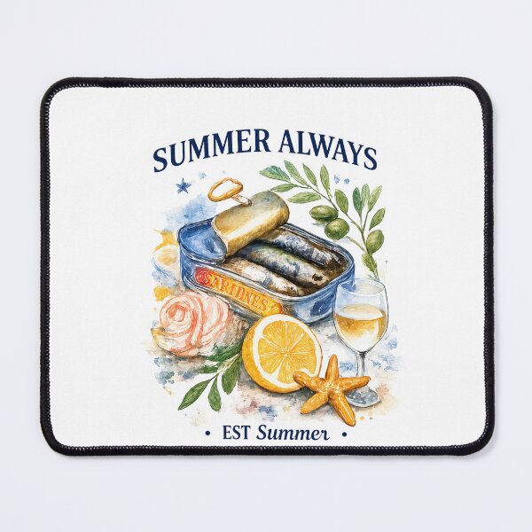 Item preview, Summer Always Sardines Coastal Vintage Mediterranean Aesthetic Illustration designed and sold by Backsay.