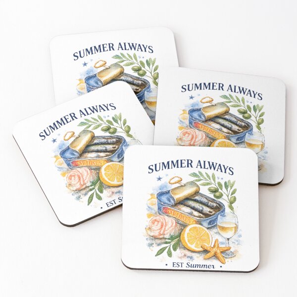 Item preview, Summer Always Sardines Coastal Vintage Mediterranean Aesthetic Illustration designed and sold by Backsay.