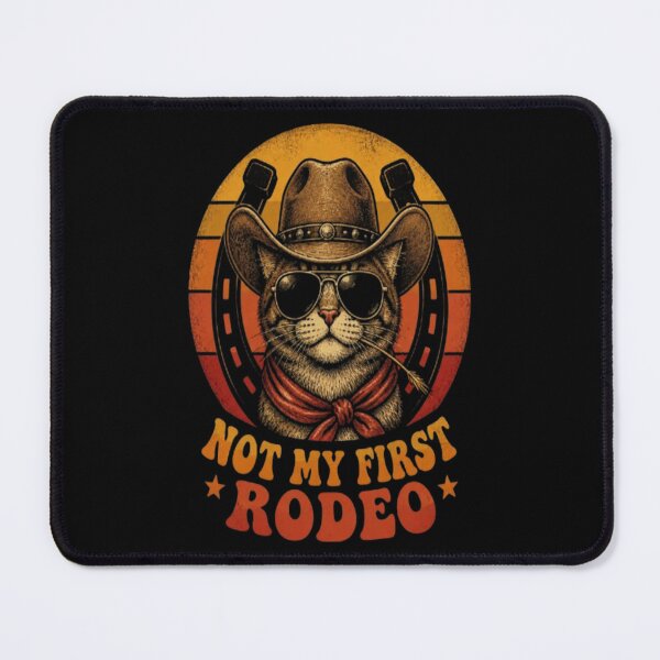 Item preview, Funny Sarcastic Vintage Retro 70s Groovy Cowboy Cat Not My First Rodeo T-Shirt designed and sold by ElkasDesign.