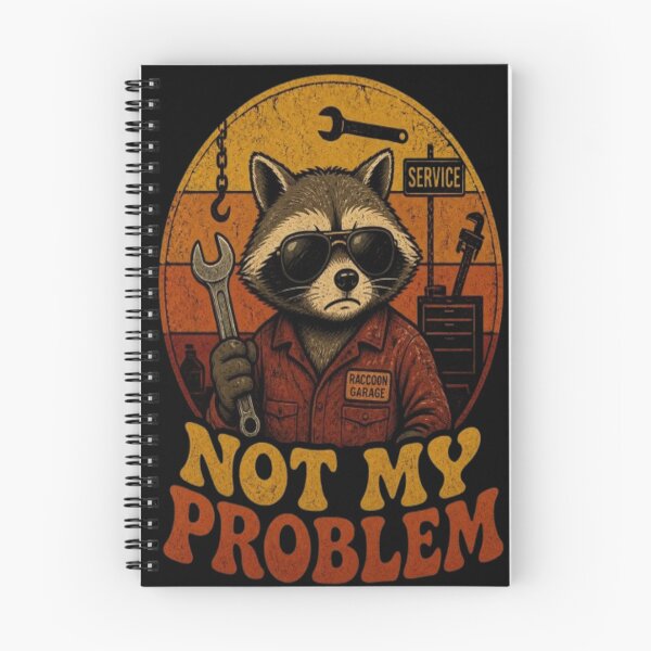 Item preview, Funny Sarcastic Vintage Retro 70s Groovy Mechanic Raccoon Not My Problem T-Shirt designed and sold by ElkasDesign.
