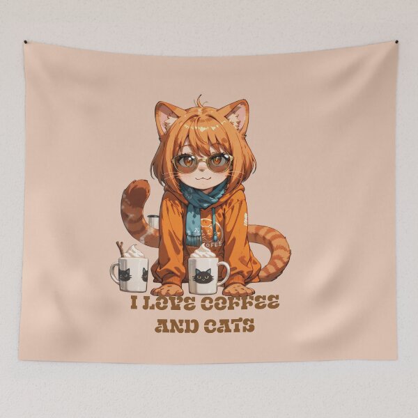 Item preview, I LOVE COFFEE AND CATS designed and sold by BLUESKY11a.